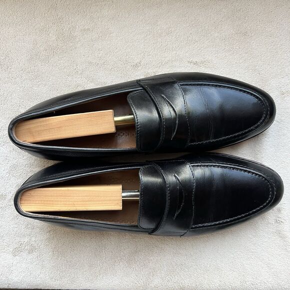 Johnston Murphy Black Leather Slip On Penny Loafer Men 11 Casual Classic Preppy - Picture 6 of 16